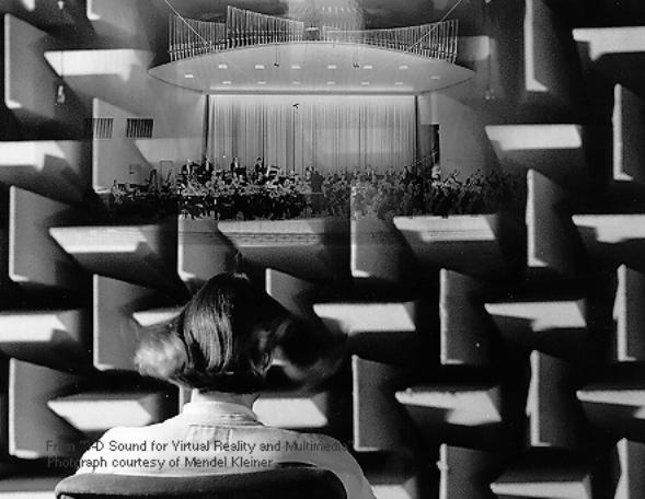 A listener in an anechoic chamber